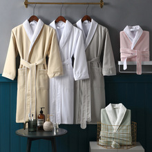 五星级高档希尔顿酒店双层浴袍中长款男女秋冬加厚睡袍情侣款浴衣
