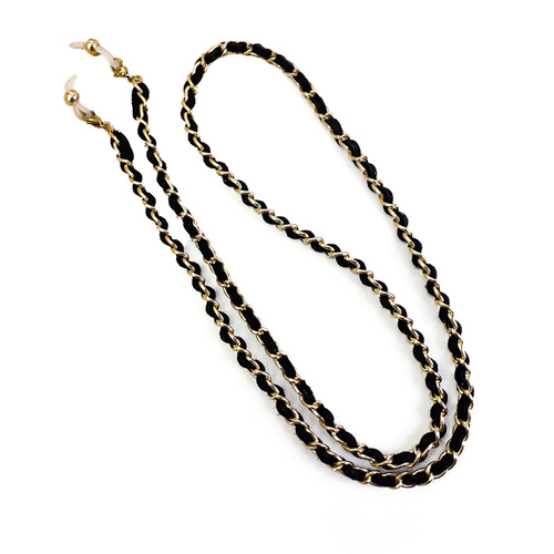 Cross-border Western and European Popular Vintage Style 5mm Fine Aluminum Chain Woven Leather Mask Lanyard Eyeglass String Eyeglass Chain