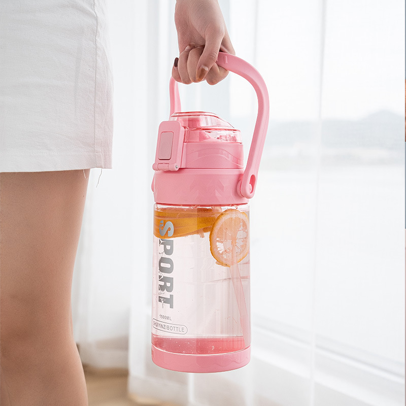 Large Capacity Plastic Water Cup Sports Influencer High-End Water Bottle Straw Cup Cross-Border Amazon Gift Dropshipping