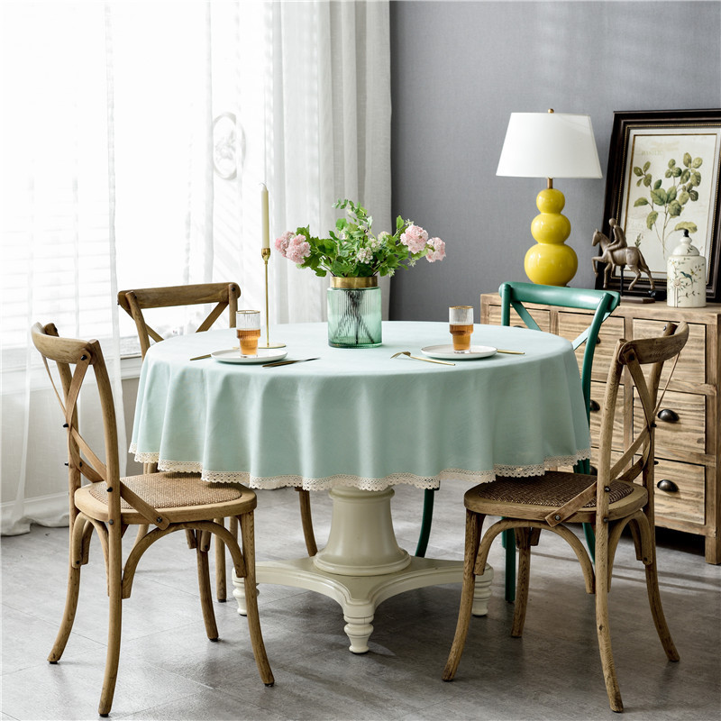 Tovaglia nordica semplice impermeabile in tinta unita in cotone e lino con nappe per tavolo da pranzo rotondo, tovaglia da tavolino_voghion.com