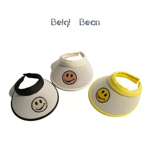 Baby Summer Sun Protection Hat Summer Cute Smiling Face Beach Outing Empty Top Hat for Boys and Girls Large Brim Sun Hat K-Style
