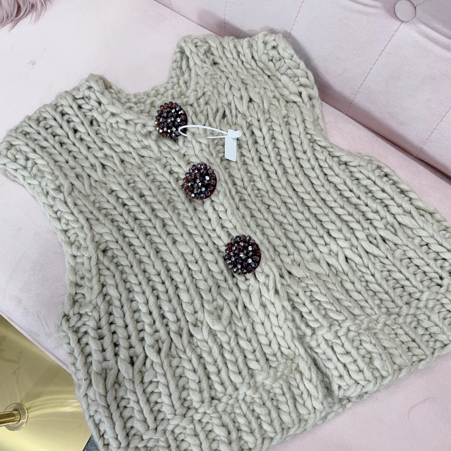 «Qempel» мериносовая шерсть handmade толстый стык жилет жилет топ