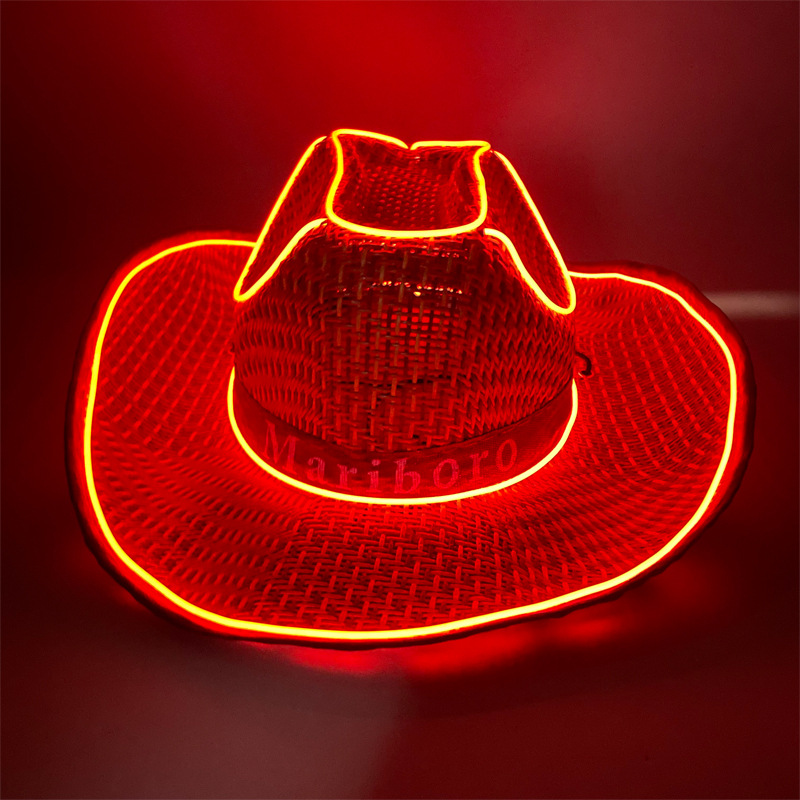 De Halloween nacarado sombrero FIESTA DE Carnaval LED inalámbrico fluorescente colorido Denim luminoso sombrero láser colorido sombrero de vaquero