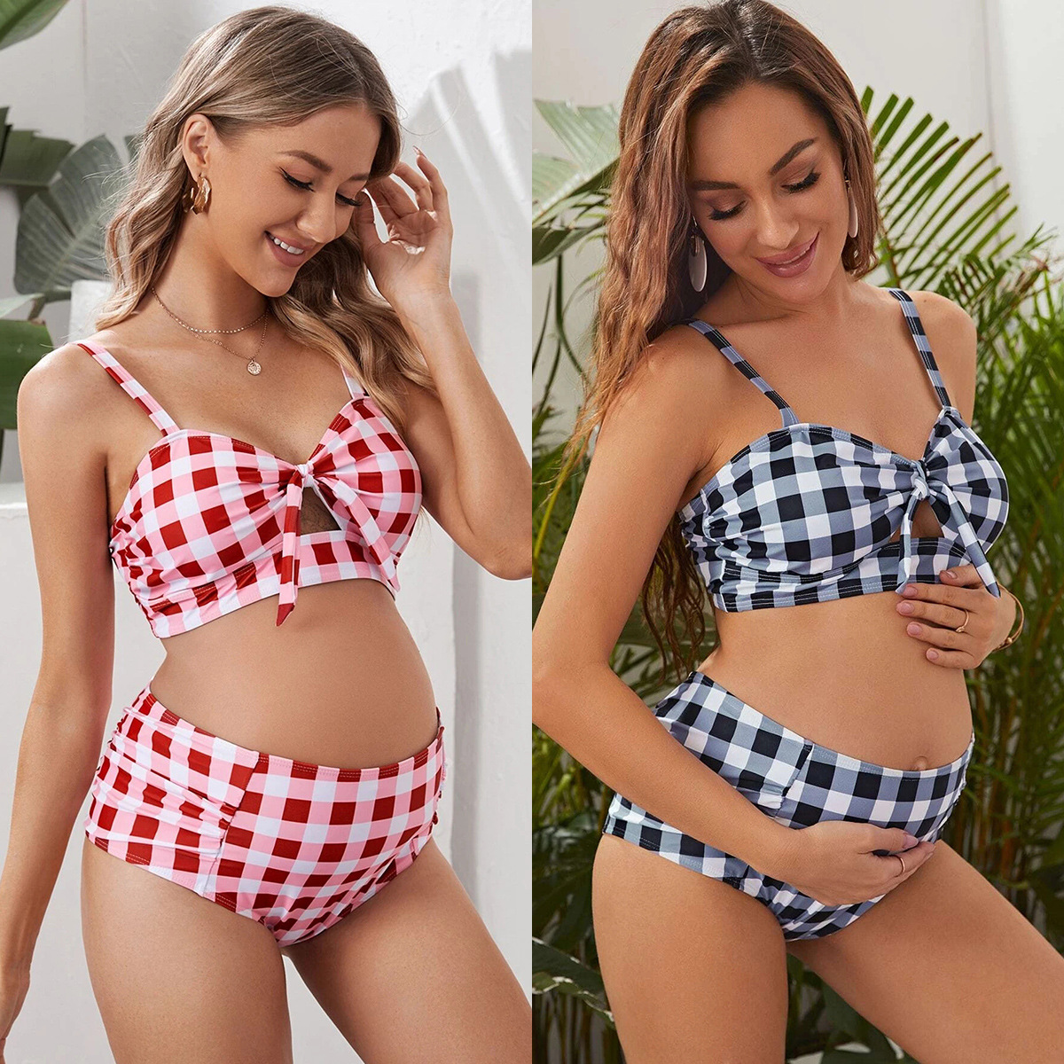 sexy maternity bathing suit HATCH Collection The Zanzibar Maternity Bikini in Black White main image 1