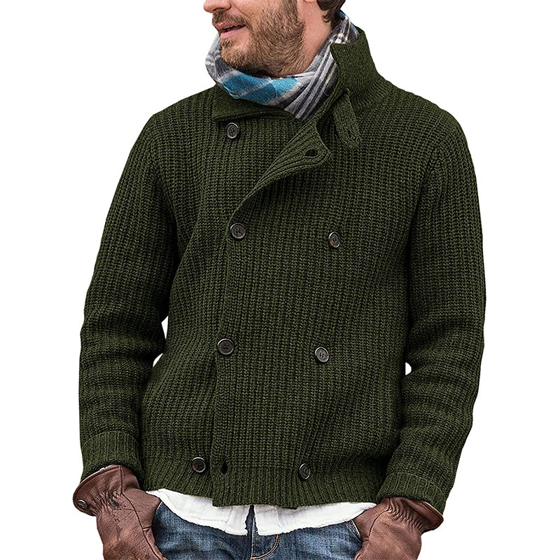 2025 New Large Size Sweater Solid Color Button Knitted Jacket Men's Clothing_voghion.com