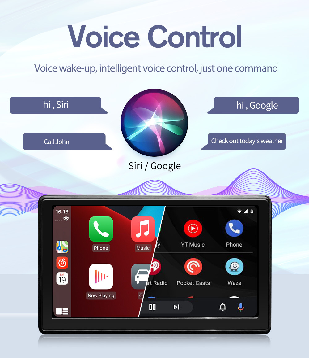 Cross-border foreign trade e-commerce 7-inch car mobile phone screen interconnection portable wireless carplay Auto Bluetooth