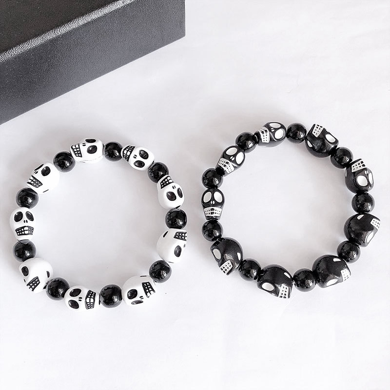 Bracciale con perline e teschio per uomo e donna stile retro_voghion.com