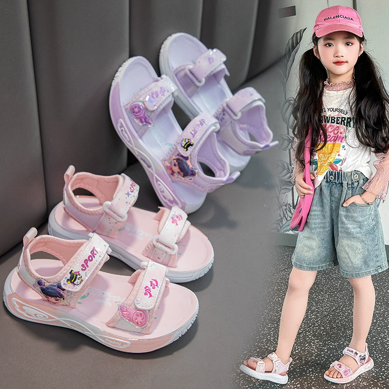 2025 лето новая детская мода нескользящие пляжные сандалии водонепроницаемый мягкий подошв милый мультфильм девушки босоножки