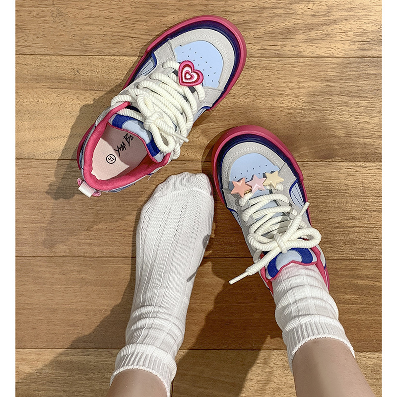 Niche Low-top Rainbow Thick-soled Casual Sneakers For Women Summer Super Hot Canvas Shoes Lightweight Sports Shoes