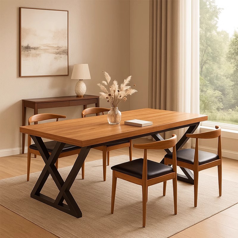 Mesa de comedor doméstica pequeña mesa de comedor simple mesa de comedor rectangular mesa de sala de estar combinación de mesa y silla de comedor comercial