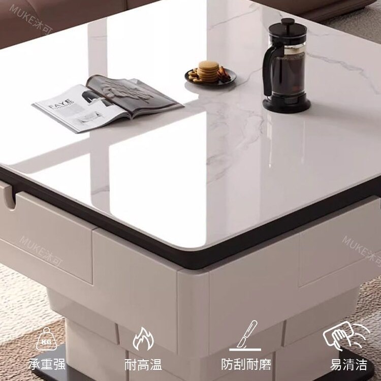 Mesa de mahjong de placa de roca de elevación, mesa de centro multifuncional simple y automática, máquina de mahjong, mesa de comedor, hogar de doble uso