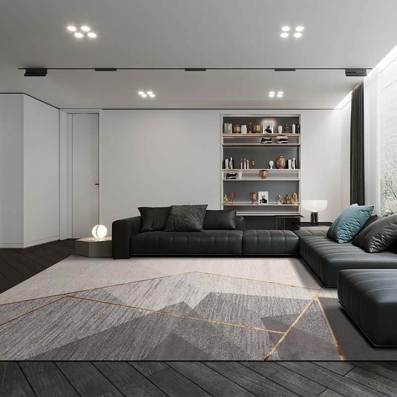 Foshan ligera alfombra de viento de lujo sala de estar dormitorio alfombra de seda gruesa Geométrica Wilton fábrica de alfombras tejidas