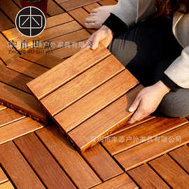 33年工厂直销户外阳台露台花园实木地板拼接防滑实木方块拼装地板