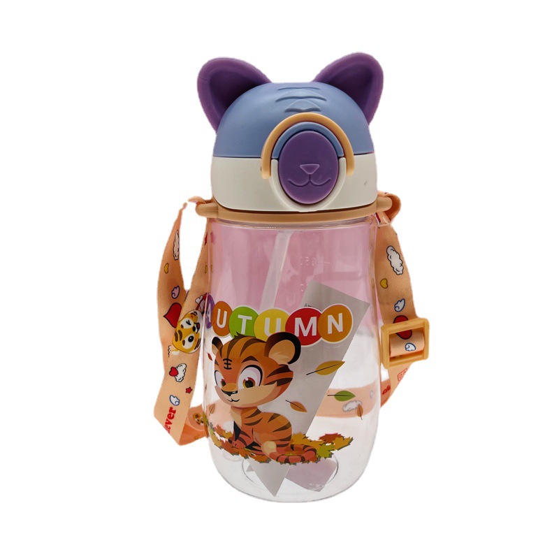 Vaso de pajita infantil Shanghe 450ml con tira con asa Vaso de agua de doble usos Vaso de paja para estudiantes Vaso de agua para estudiantes Taza de agua para infantil