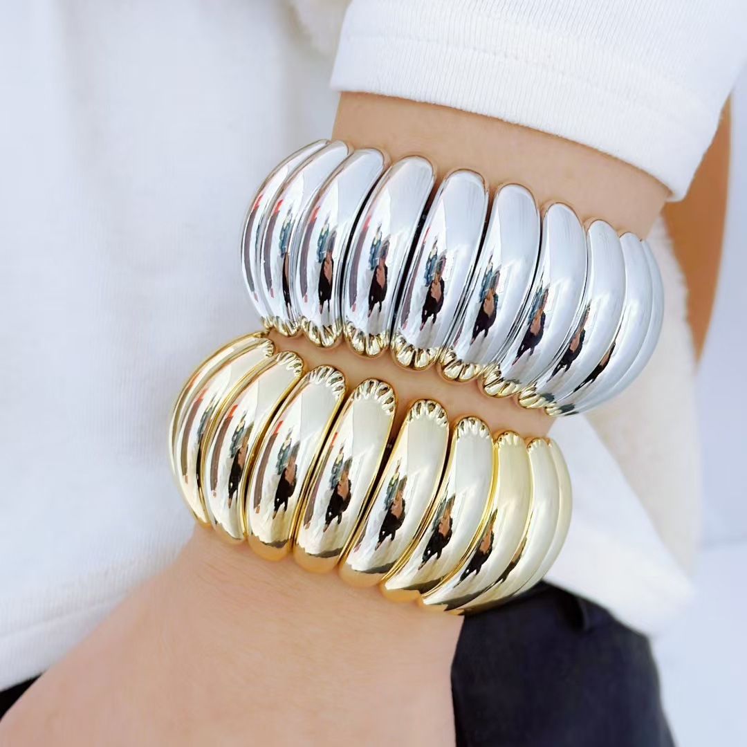CCB Chain Material 1 Piece Quantity Exaggerated Solid Color CCB  Bangles Wholesale