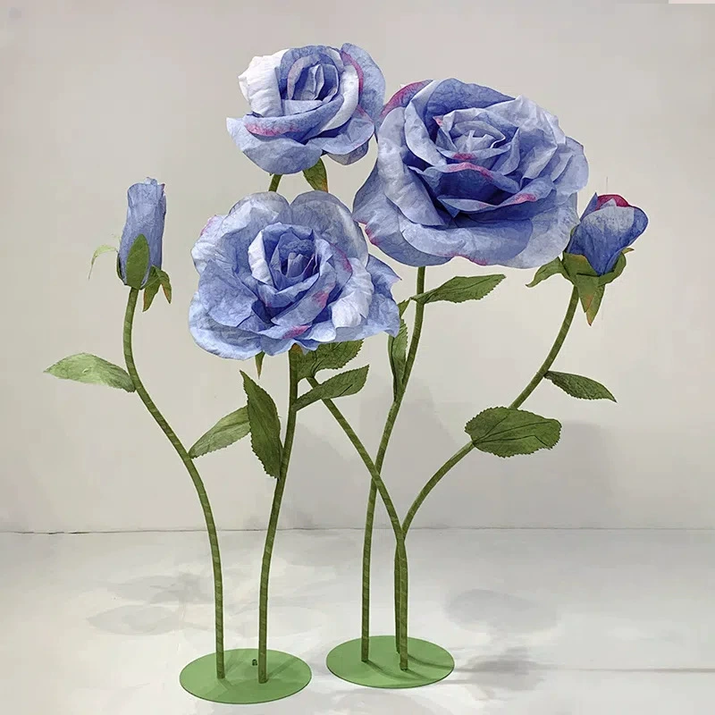 Специальные гигантские бумажные цветы для свадебных реквизитов, handmade искусственные розы, готовые изделия торгового центра, декоративные букетики для свадьбы