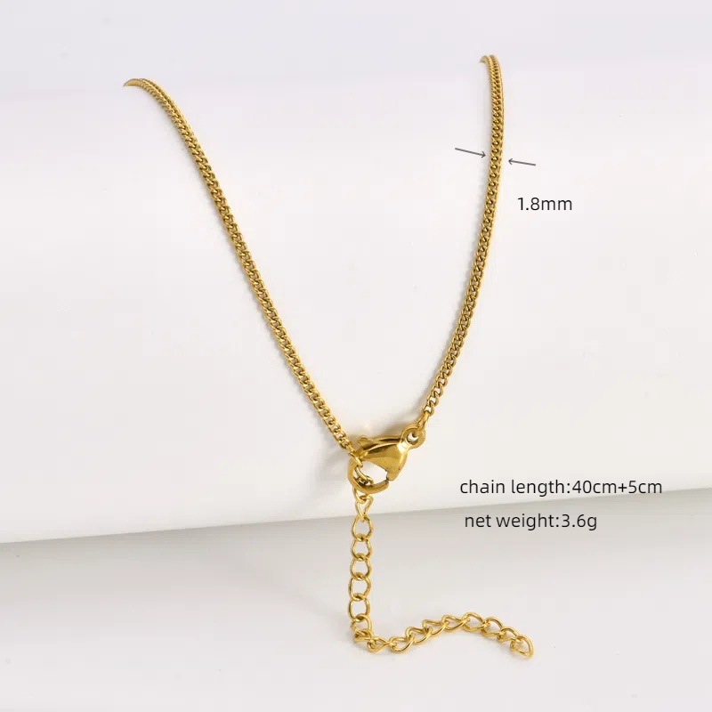 17g Weight Chain Jewelry Making Type 18K Gold Plated Plating Material Chain Necklace Classification 1 Piece Quantity Titanium Steel Material Geometric Pattern All Seasons Season Polished Finish Plating Design Simple Style Style 1 Piece Titanium Steel 18K Gold Plated Polished Chain Necklace Chain Simple Style Geometric 18