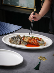 T9J5批發魚盤家用蒸魚盤子碟2023新款大號酒店飯店商用高顏值餐具