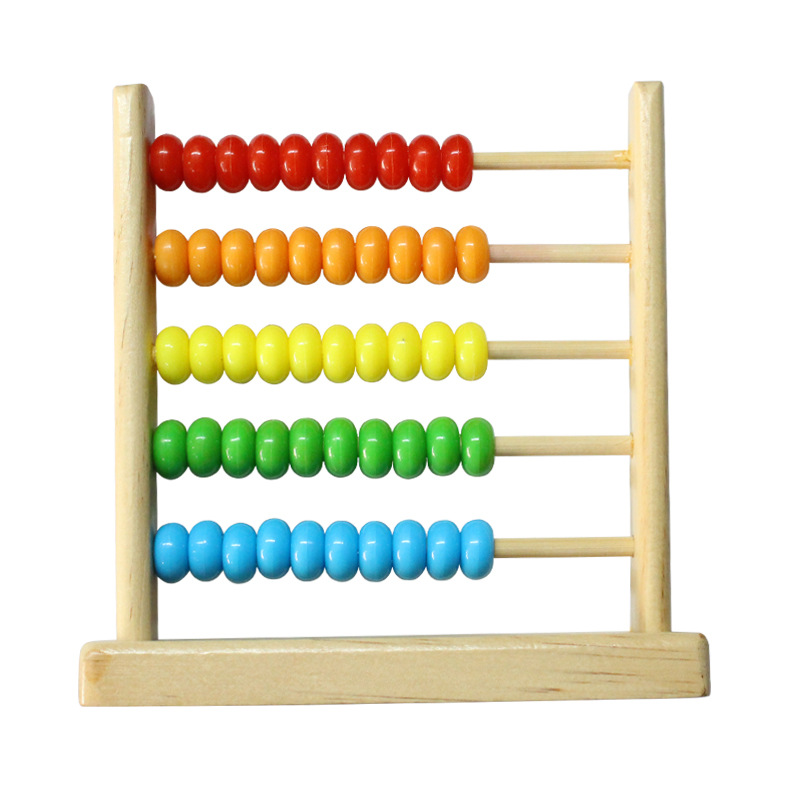 Madera pequeño cinco rejilla con cuentas ciencia y educación juguetes cuentas de conteo de Cuentas de Niños cálculo rack kindergarten material didáctico cuentas de conteo al por mayor