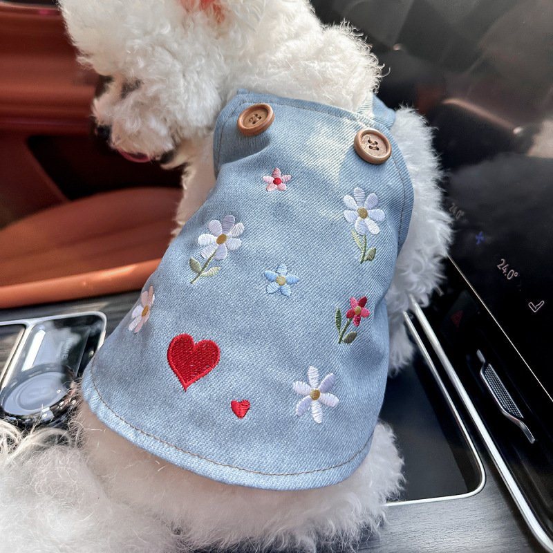 スポットクロスボーダー人気ペット子犬猫服ソース工場直販春夏新作ホットガールデニムスカート|undefined