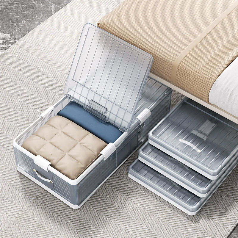 Прозрачный нижний ящик для хранения с колесом плоский пластиковый большой ящик для хранения домашнего утолщения одеяло