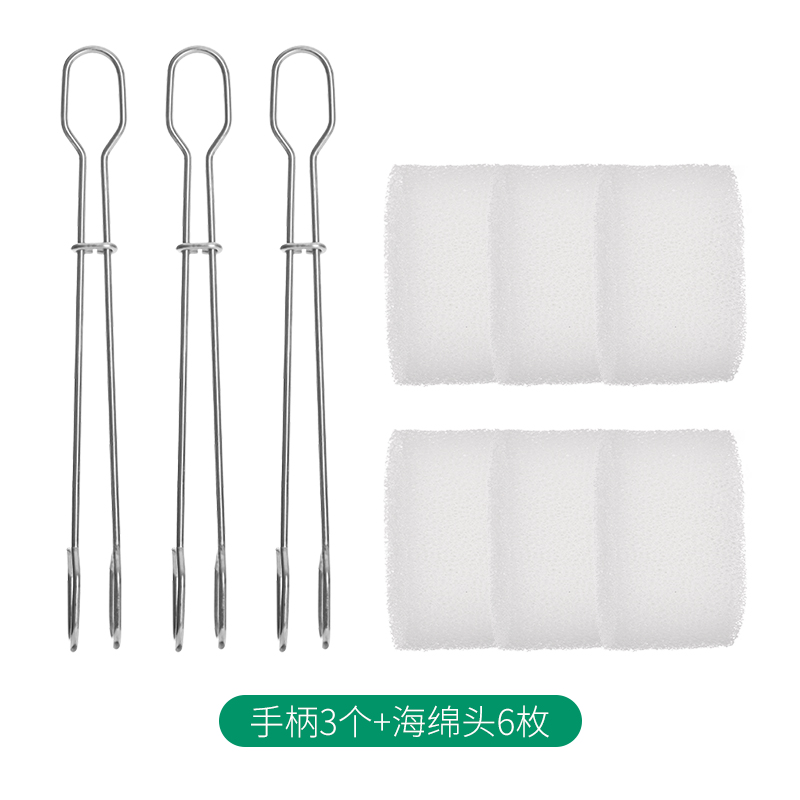손잡이가 짧은 컵 브러쉬(손잡이 3개 + 스펀지 헤드 6개)✦
