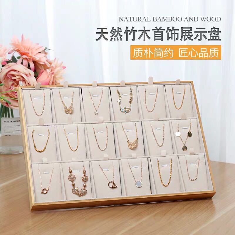 New Bamboo and Wood Jewelry Necklace Display Rack Earrings Pendant Storage Rack Jewelry Display Props