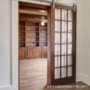 Old Elm Sliding Door Chinese Style Bedroom Kitchen Sliding Wooden Door Medieval Balcony Partition Door Solid Wood Bed and Breakfast Sliding Door