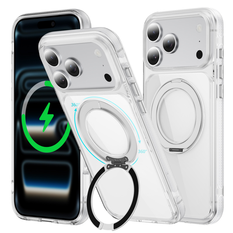 Popular Model Suitable for iPhone 17 Pro Max Phone Case with Crystal Diamond Gear Rotating Stand, Magnetic Anti-Drop Case for Apple 16