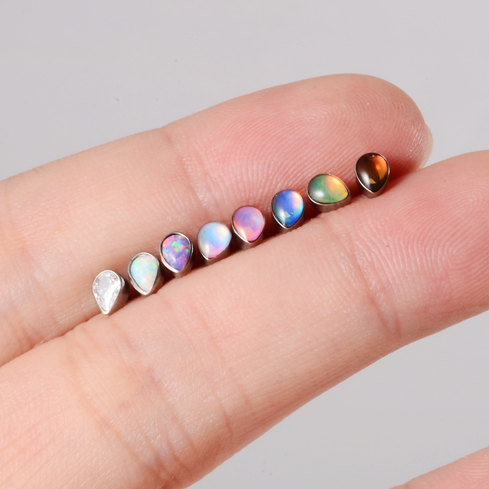 Plating, Inlay Design 1 Piece Ear Cartilage Rings & Studs Simple Style Water Droplets G23 Titanium Synthetic Opal Resin Plating Inlay Synthetic Opal Resin Rhinestones