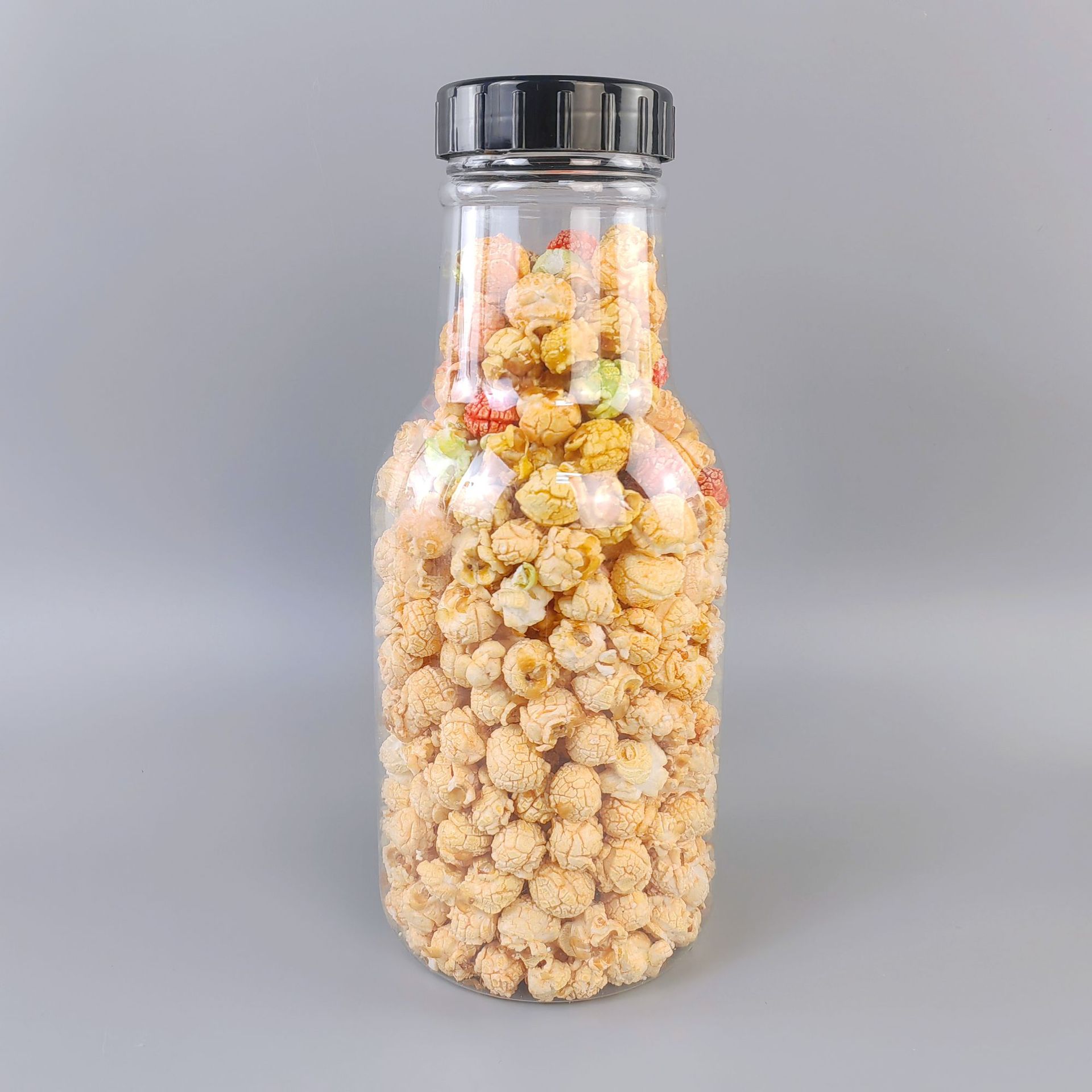 爆米花桶漂流瓶 PET透明塑料包装罐 网红大中小号异性桶 密封罐