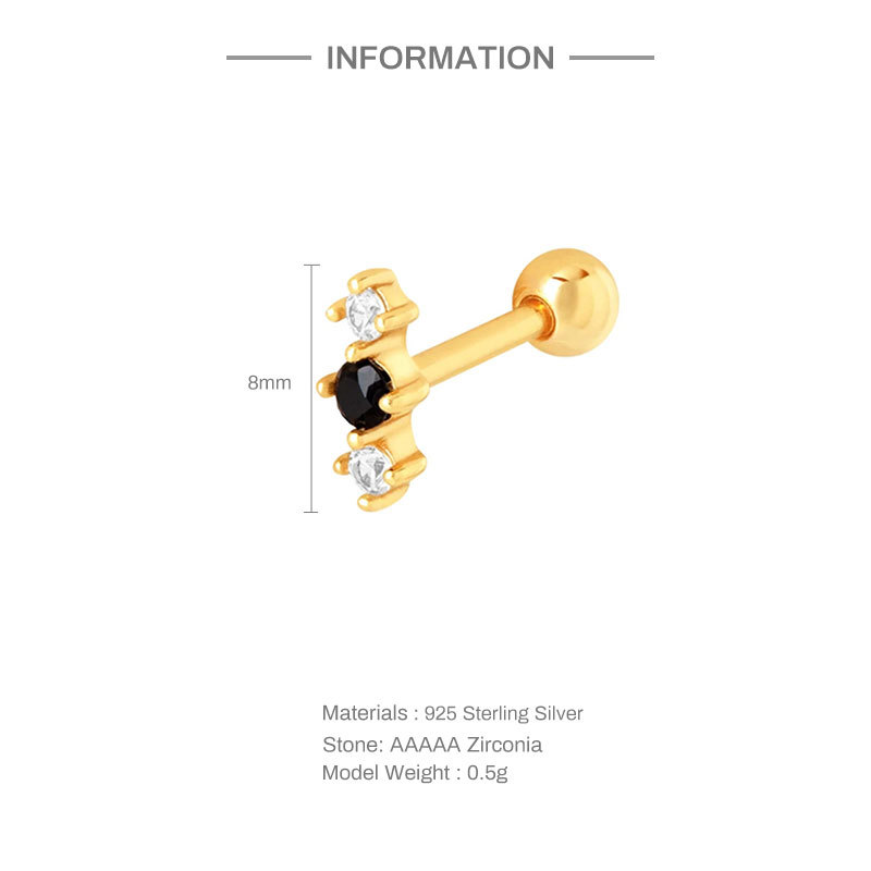Daily Occasion 925 Sterling Silver Material 1 Piece Ear Cartilage Rings & Studs Fashion Geometric 925 Sterling Silver Zircon