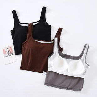 Short top with cups, tank top, base body-friendly bra, underwear, high waist, slim fit