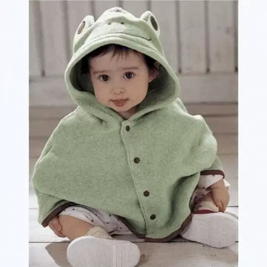秋冬加厚摇粒绒儿童披风 卡通青蛙鸭子斗篷保暖外套