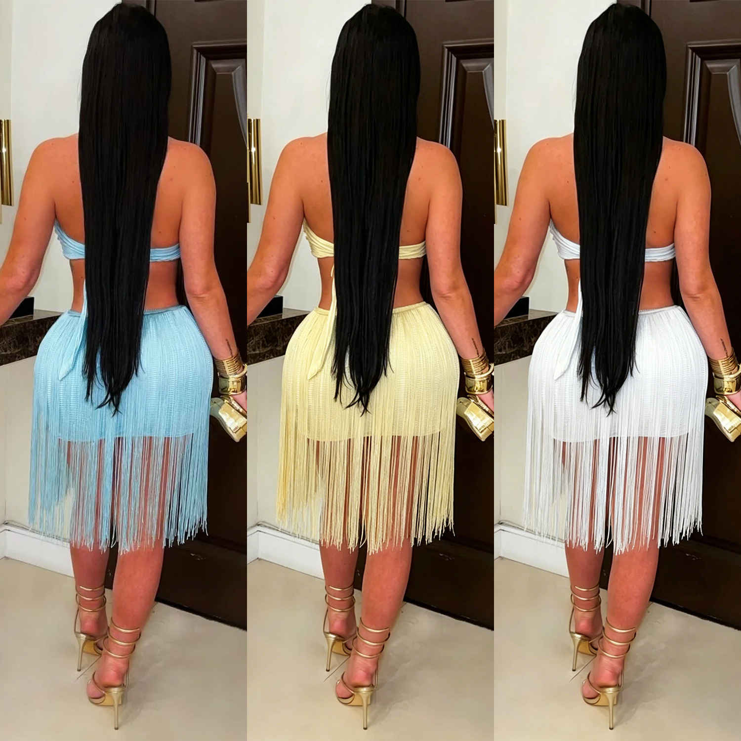 C7741 Aliexpress transfronterizo Amazon 2026 nuevo vestido de mujer con bordas de pecho vestido de fiesta de discoteca image 3