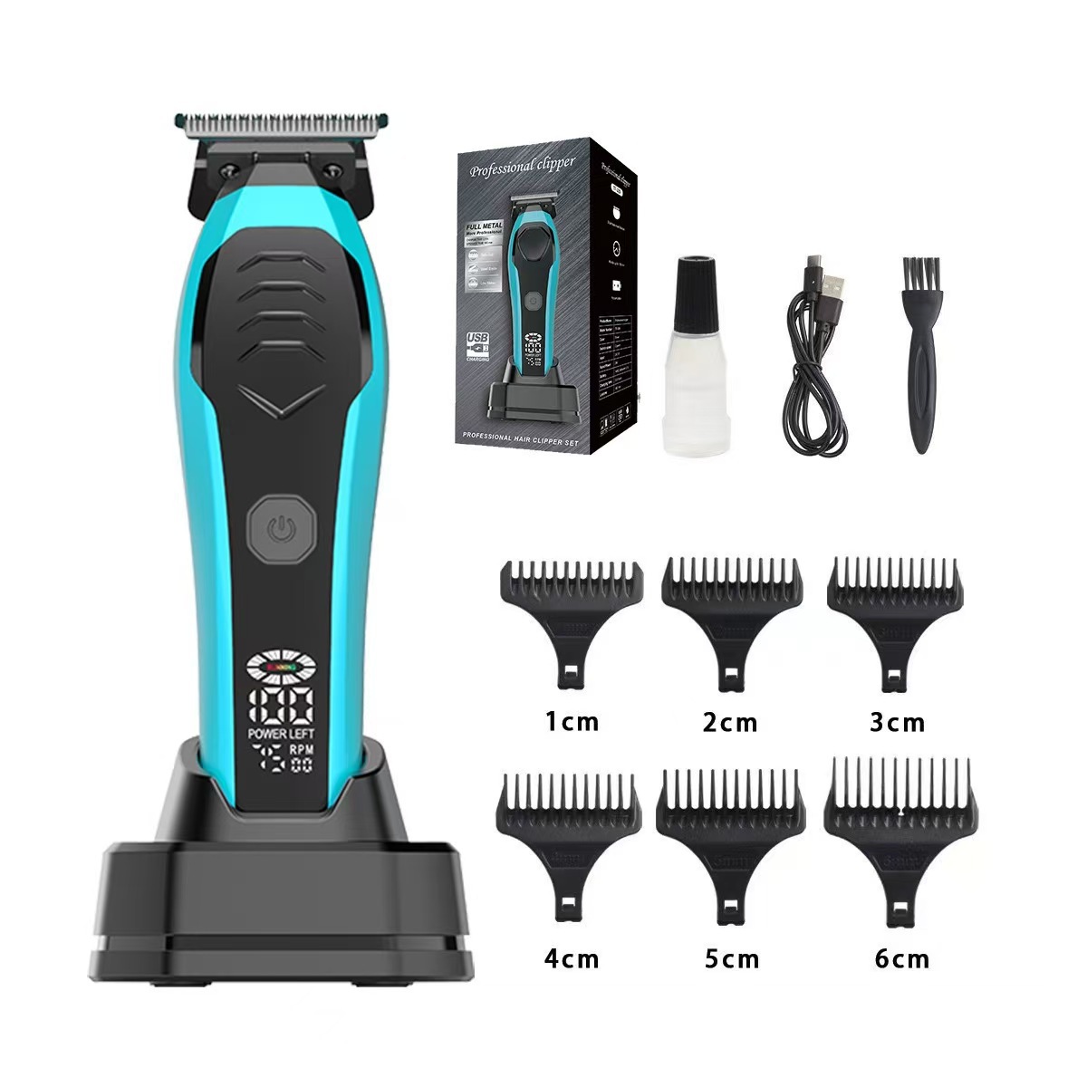 Set de Cortapelos Eléctrico Digital de Aleación de Titanio con Cabezal Lavable para Barbería y Hogar