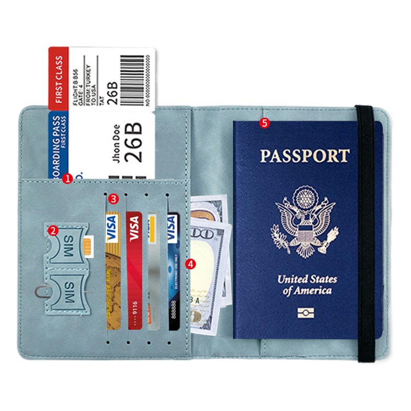 Bolsa de pasaporte de cuero simple cubierta protectora del pasaporte titular de la tarjeta multifunción boleto de viaje certificado bolsa de almacenamiento
