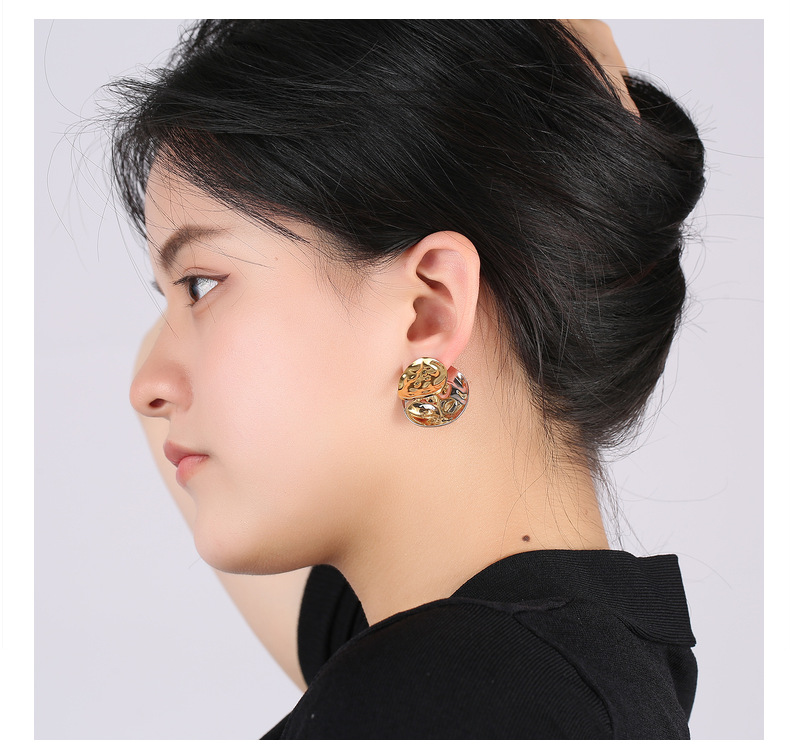 Mode Rond Le Cuivre Placage Boucles D'oreilles 1 Paire display picture 5