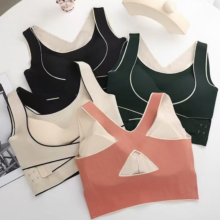 Popular Sports Vest Outer Wear Large Size Seamless Underwear Without Rims Shock-Proof Push-Up Anti-Sagging Thin Bra