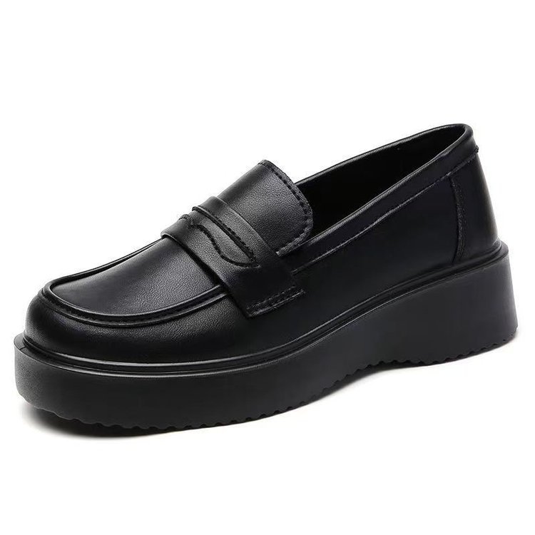 Gran Bretaña de suela gruesa para trabajar zapatos de cuero para mujeres 2025 nueva primavera Mary Jane Leaf zapatos de un solo pie zapatos para mujeres