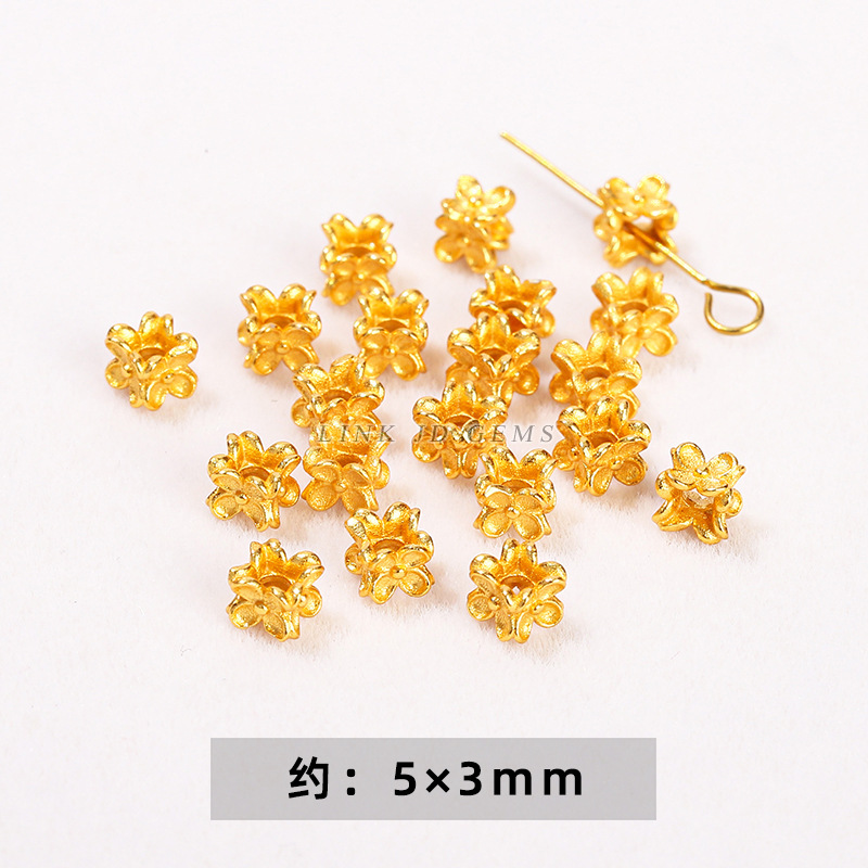 Plated 24k gold four -faced four -faced four -leaf grass partition bead