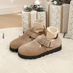 厚底博肯鞋女真皮牛皮軟木底內增高釣魚博肯鞋全包百搭韓版大頭鞋