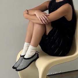 羊皮版~小众网状镂空平底罗马凉鞋复古百搭简约透气渔网风单鞋女