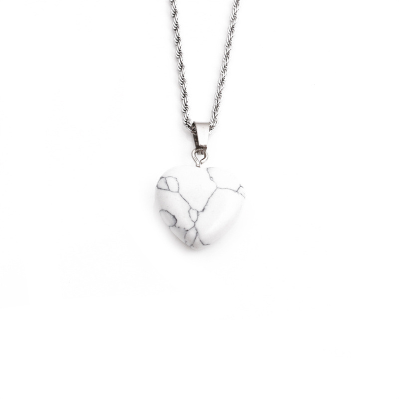 Natural Stone Peach Heart Pendant Fashion Necklaces Wholesale Jewelry Nihaojewelry display picture 4