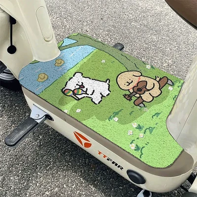 Universal Foot Pad, Electric Vehicle Foot Mats, Cartoon - line-puppy-4-3050cm-need-to-cut-by-yourself