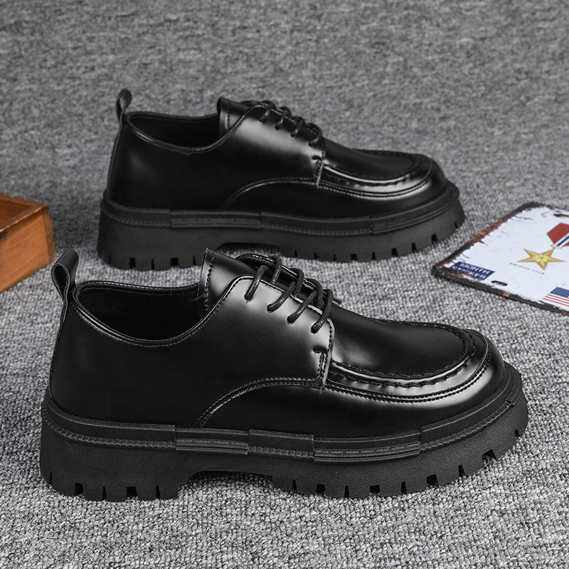 Zapatos de cuero de otoño para hombres Casual Derby vestido de negocios de alto nivel cabeza grande boda novio pies anchos peluqueros estilo de Hong Kong