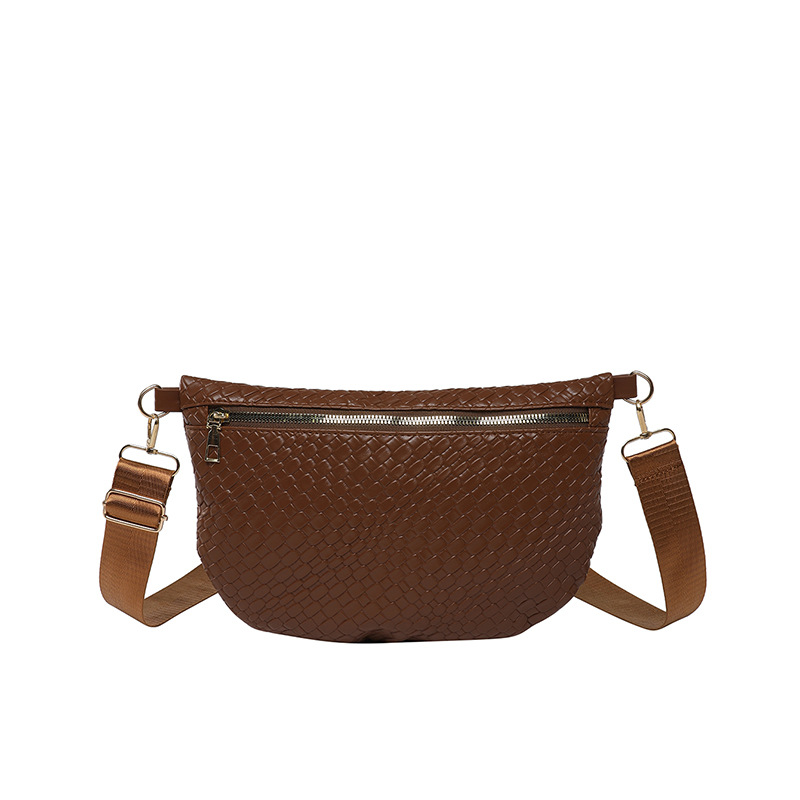 Patrón tejido de moda ins pequeño bolso pequeño de nicho femenino 2025 nuevo estilo popular bolso de cintura de hombro ancho de moda bolso de pecho de mensajero