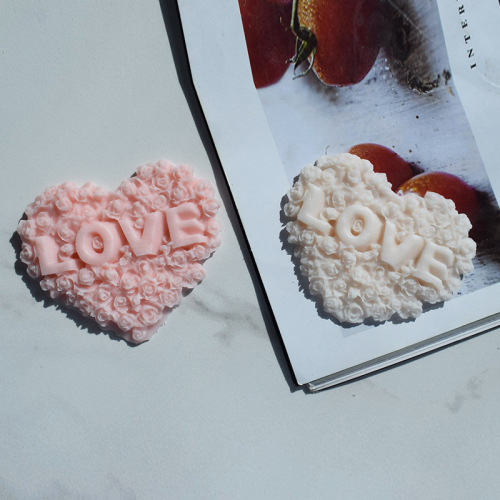 Valentine's Day LOVE Heart-Shaped Rose Car Air Freshener Gypsum Pendant DIY Diffuser Stone & Homemade Candle Mold