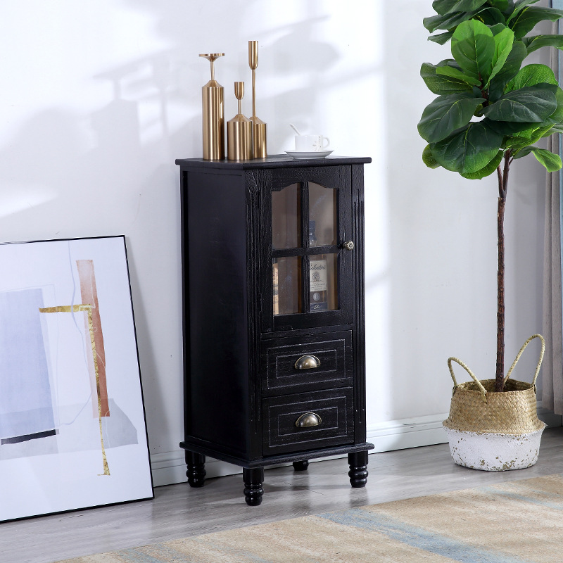 American retro meseta de cabecera de madera sólida hendidura pequeño vinícola tipo cajón 40CM gabinete de almacenamiento TV sala de estar vertical