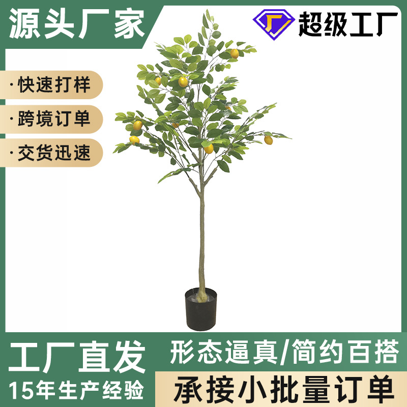 Simulación de limonero en maceta lemonTree Bonsai interior plástico pequeño árbol frutal planta verde Simulación de limonero